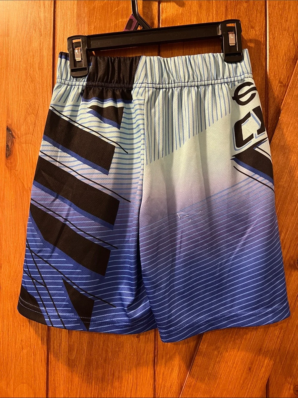 Blue & Black Graphic Athletic Shorts